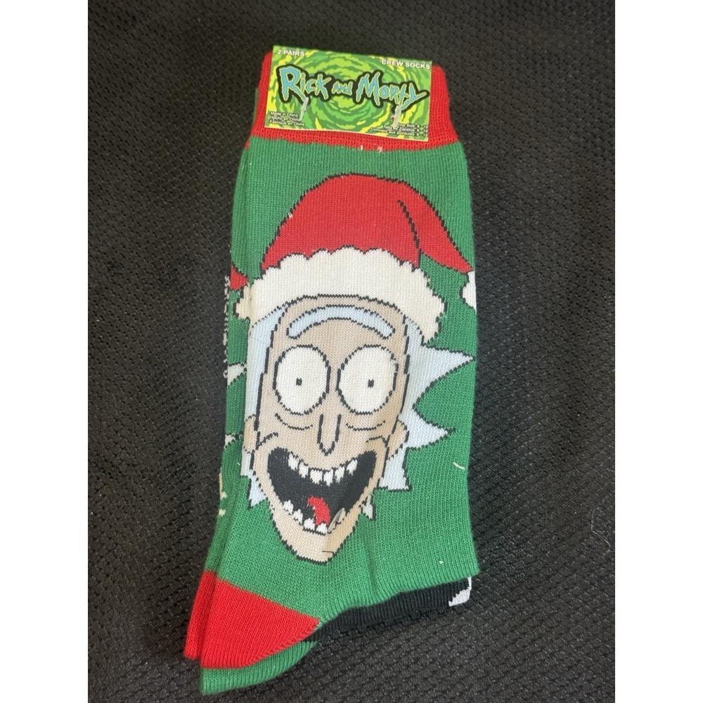 New RICK and MORTY ChristmasSocks -‎ 2 PAIRS Size 6-12 Adult Socks